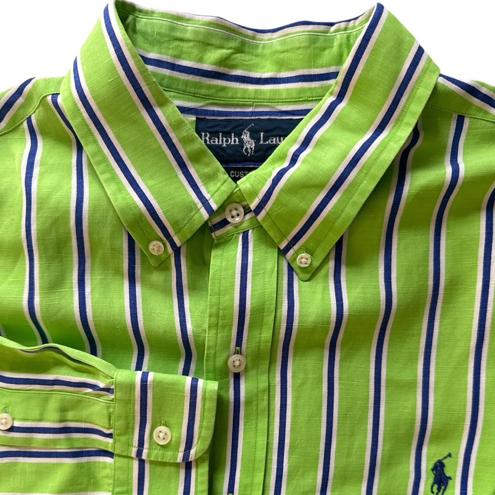 Ralph Lauren Custom Fit Silk & Linen Custom Fit Button Down XL Extra Large - Picture 5 of 9